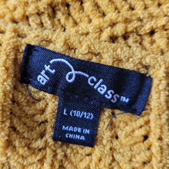 ART CLASS | Mustard Yellow Ultra Soft Chenille Knit Cropped Sweater, size large - Picture 9 of 10